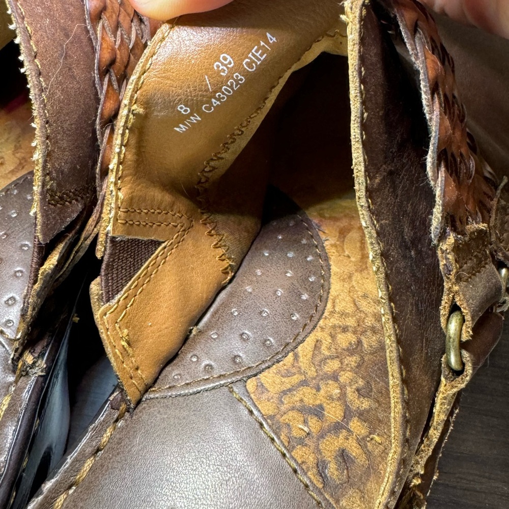 B.O.C Born Concept Western Brown Leather Mules Bohemian Clogs Size 8 - Picture 10 of 10